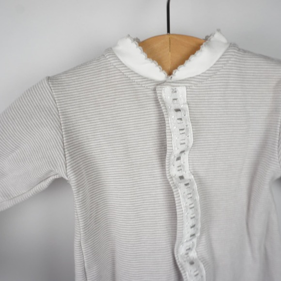 Royal Baby Long Sleeve Pima Cotton Striped Footie Gray White Baby Newborn 0-3m - Picture 2 of 6